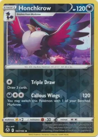Silver Tempest Honchkrow #107/195 reverse holo